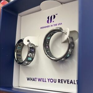 Silver and Multicolor Hoop Earrings